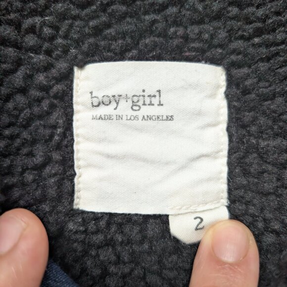 Boy + Girl Made in USA Boy Size 2 (fits larger) Sherpa lined Camo Denim Jacket - Picture 5 of 8